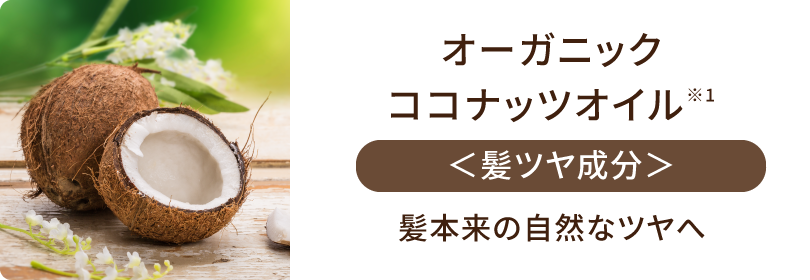 オーガニックココナッツオイル<髪ツヤ成分>髪本来の自然なツヤへ